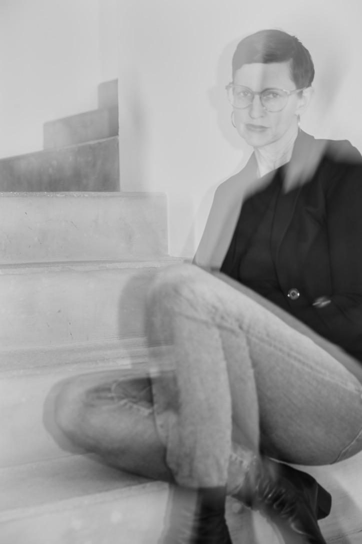 Black-and-white portrait of Christiane Marcour
